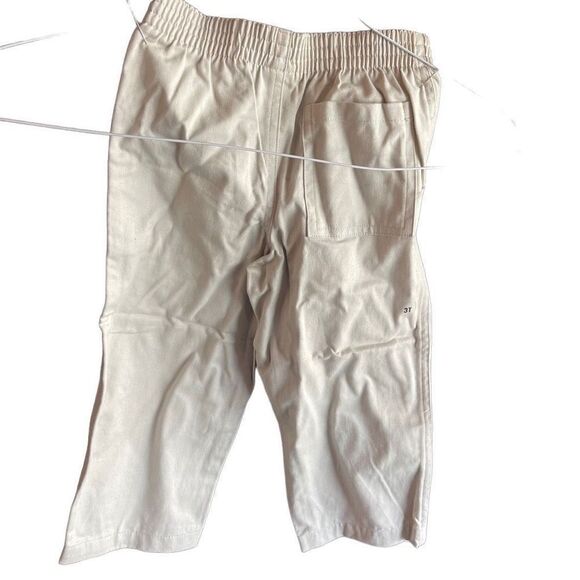 WonderKids light tan cream elastic waist pants bottoms kids NEW NWT 3T khakis - Picture 2 of 9